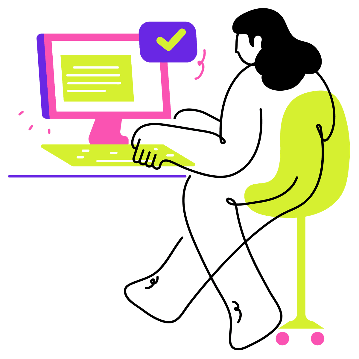 illustration of a woman at a desk