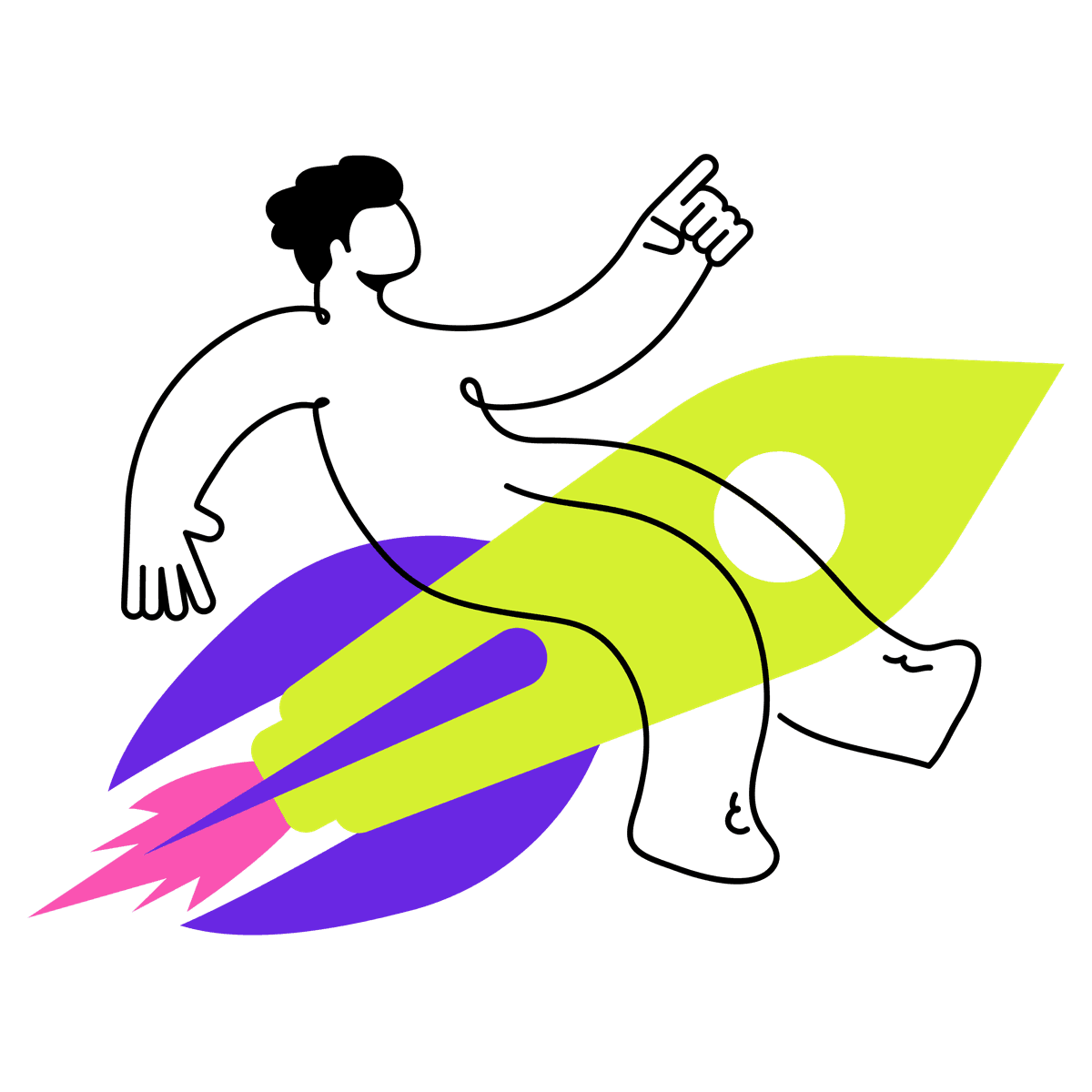 illustration of a man on rocket