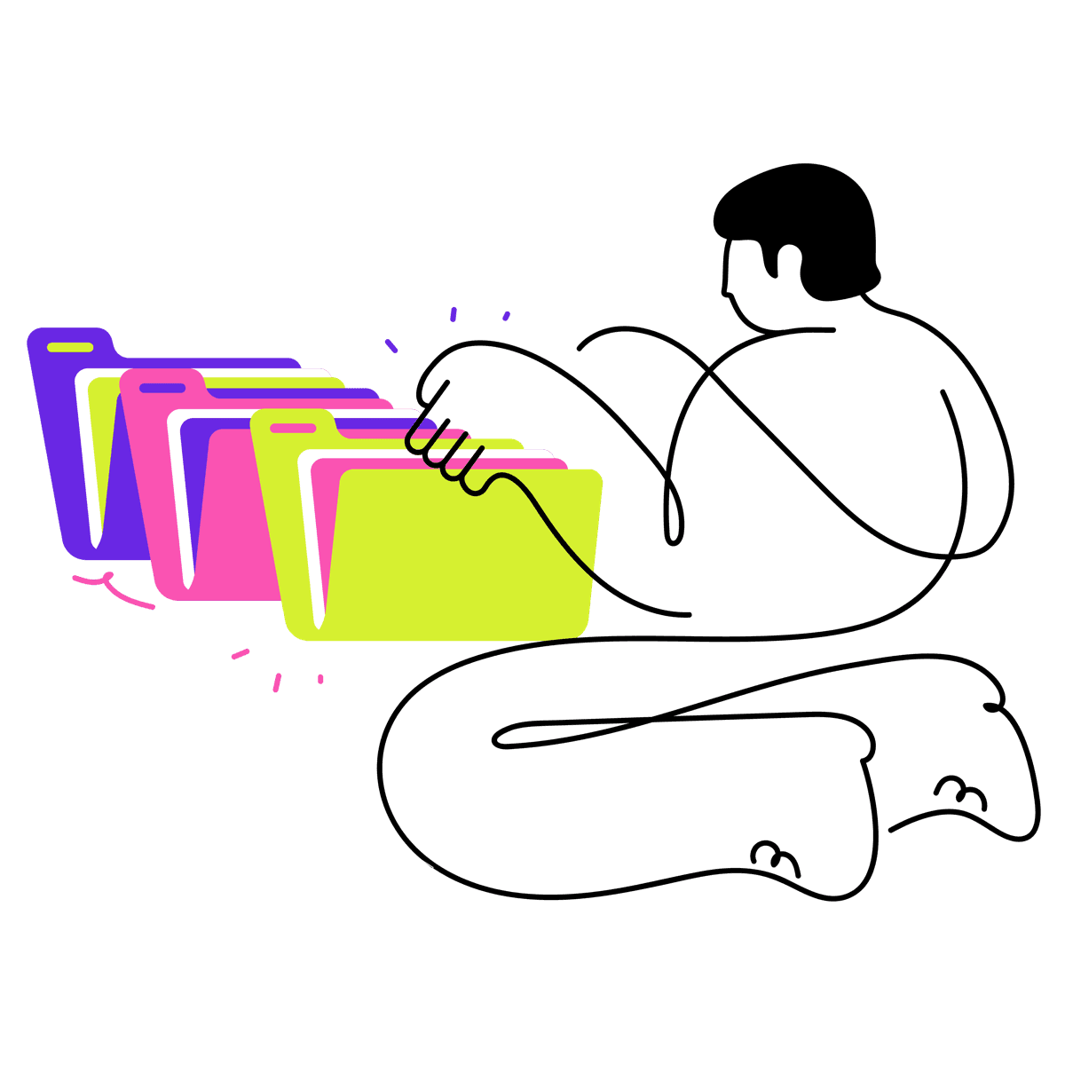 illustration of a person sorting files